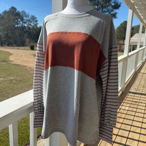 Colorblock Striped Long Sleeve Top (G97)